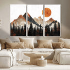 Modern Abstract Mountain Canvas Wall Art Print