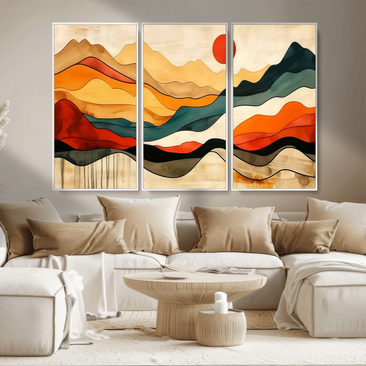 Abstract Mountain Wall Art | Framed Colorful Landscape Canvas