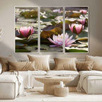 Lotus Flower Wall Art Canvas Print, Water Lily Large Wall Art for Yoga Room Decor