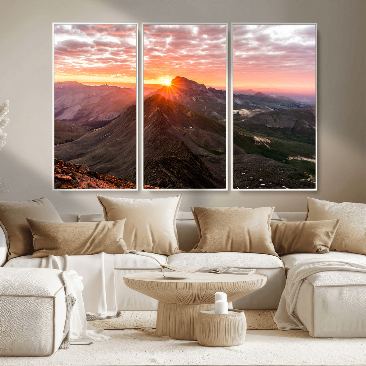 Mountain Sunrise Wall Art | Framed Alpine Ridge Canvas