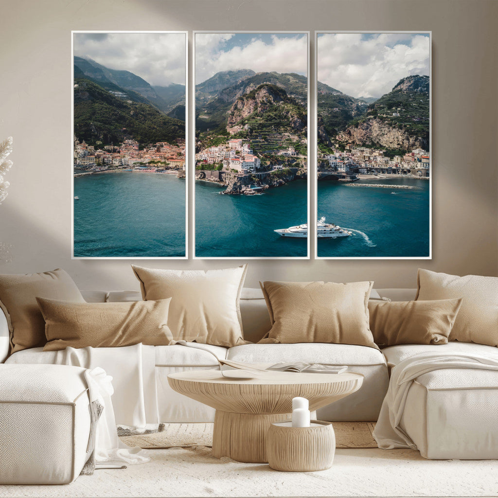 Amalfi Coast Wall Art | Framed Italian Seaside Canvas