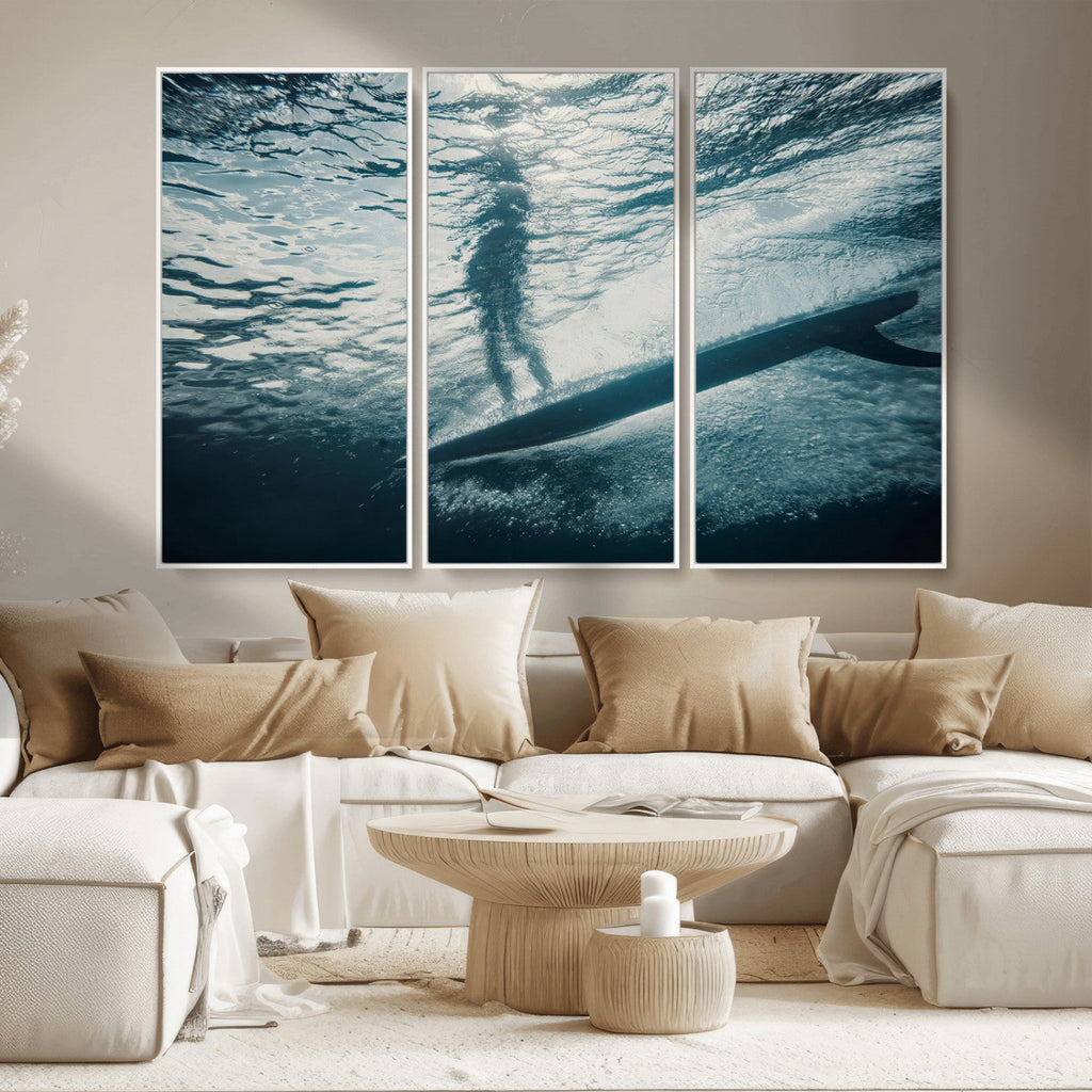 Underwater Surf Wall Art | Framed Ocean Wave Canvas Artwork