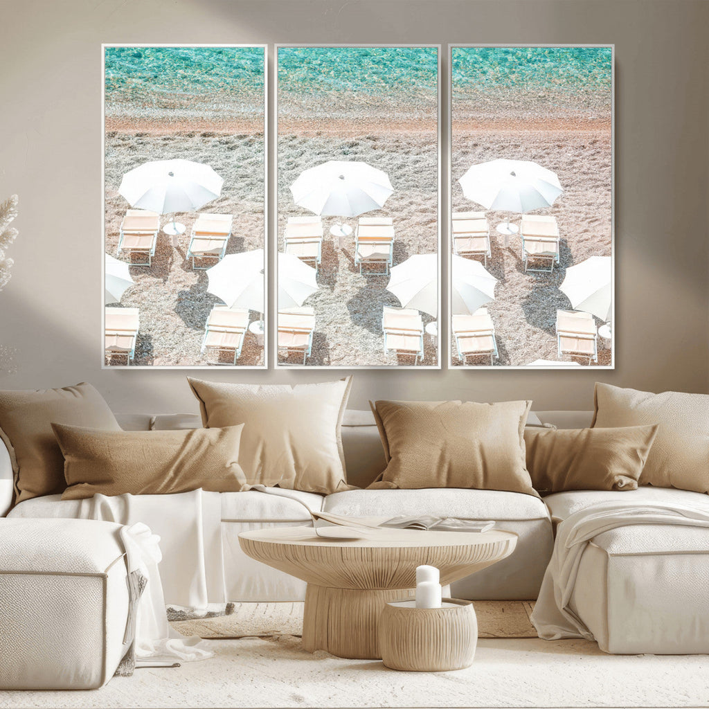 Calm Beach Wall Art | Framed Turquoise Water Canvas Artwork