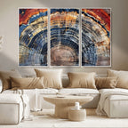 Tree Rings Wall Art Canvas Print, Framed Petrified Wood Modern Rustic