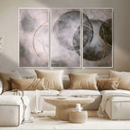 Abstract Grey Gold Wall Art | Modern Geometric Canvas
