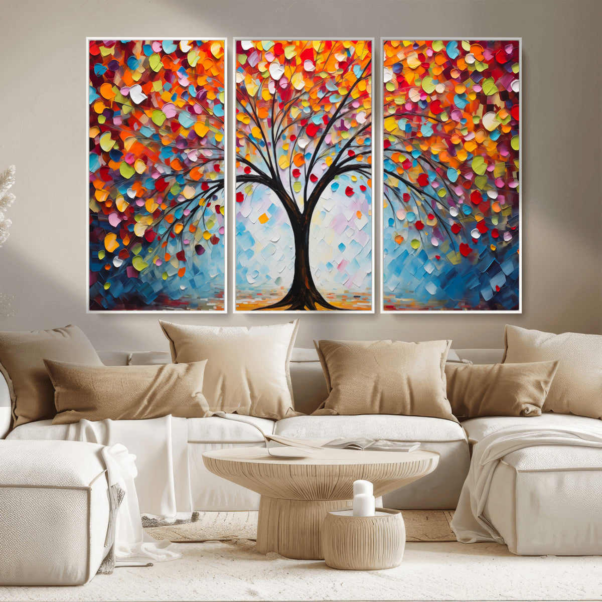Vibrant Tree of Life Canvas Wall Art | Colorful Abstract Nature