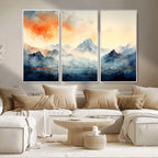 Warm Clouds Abstract Mountain Wall Art Canvas Print