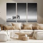 Elephant and Zebra Wall Art Canvas Print, Modern Artwork