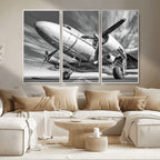 Vintage Airplane on Runway Canvas Print