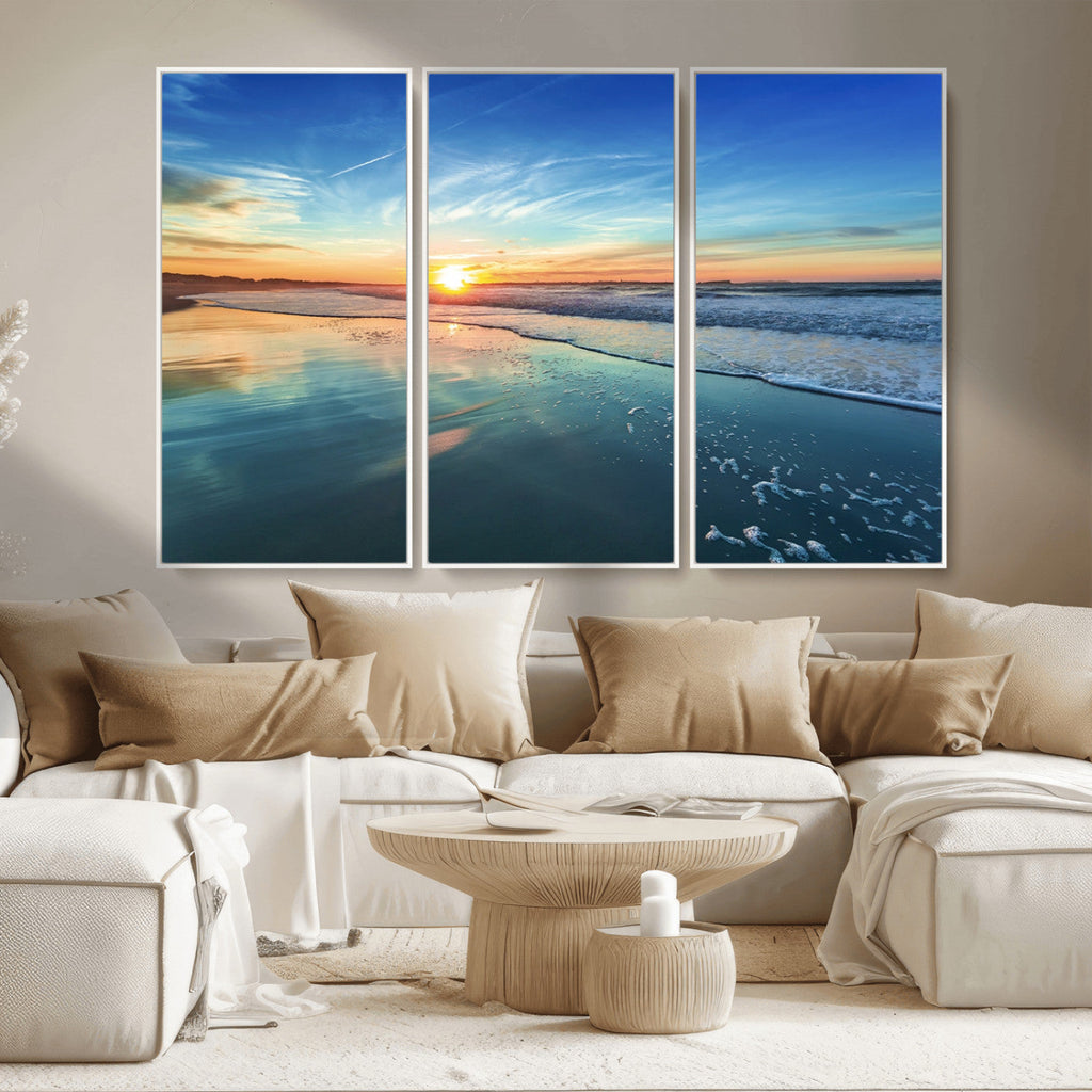 Blue Sky and Beach Wall Art Canvas Print
