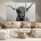 Texas Cow Wall Art Canvas, Texas Longhorn Cattle Canvas Print