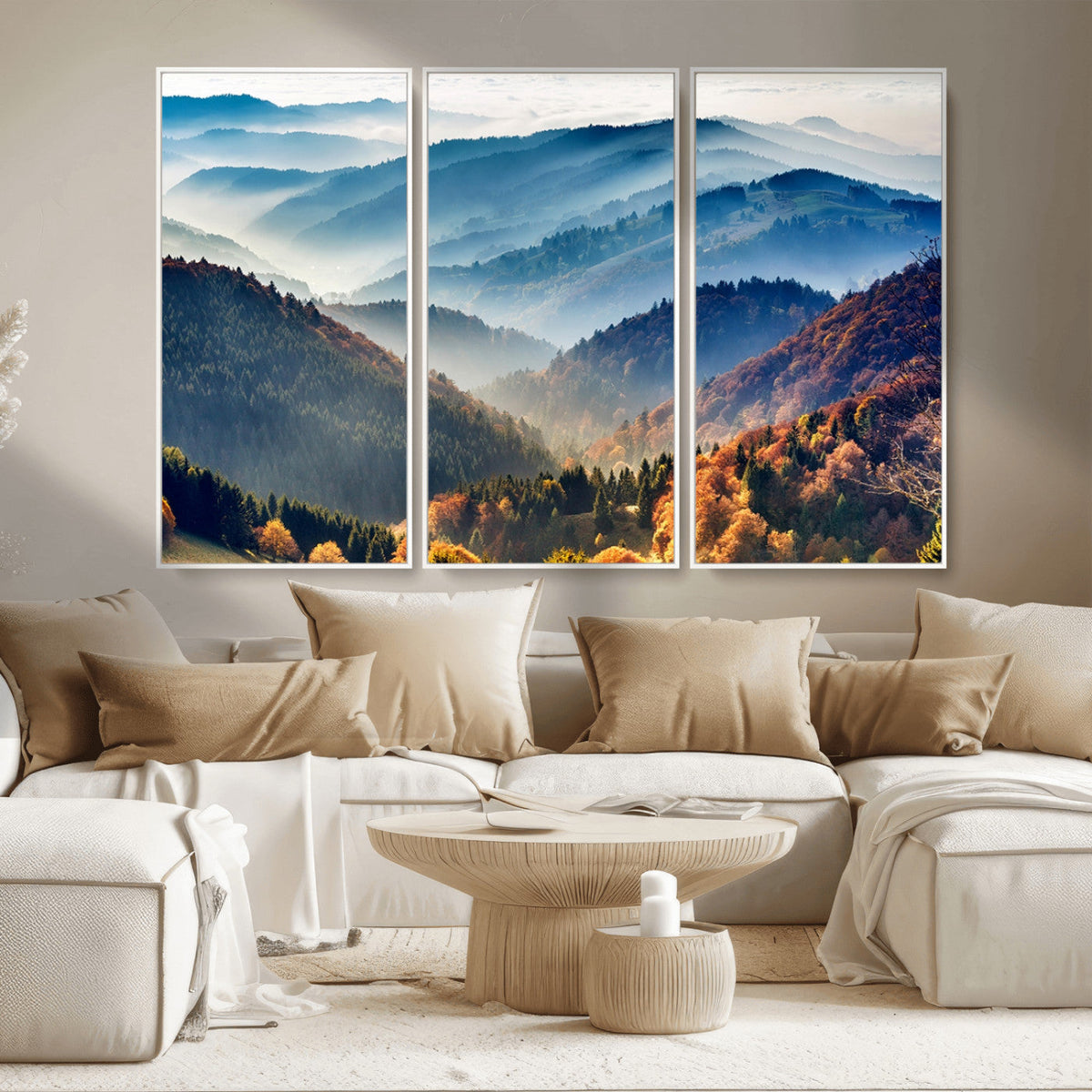 Mountains Forest Autumn Wall Art Canvas Print