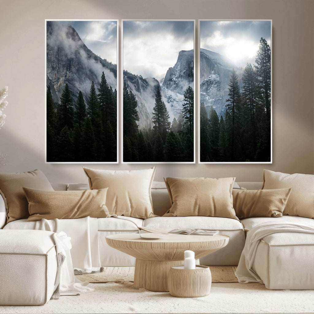 Wall Art Foggy Forest Landscape Canvas Print