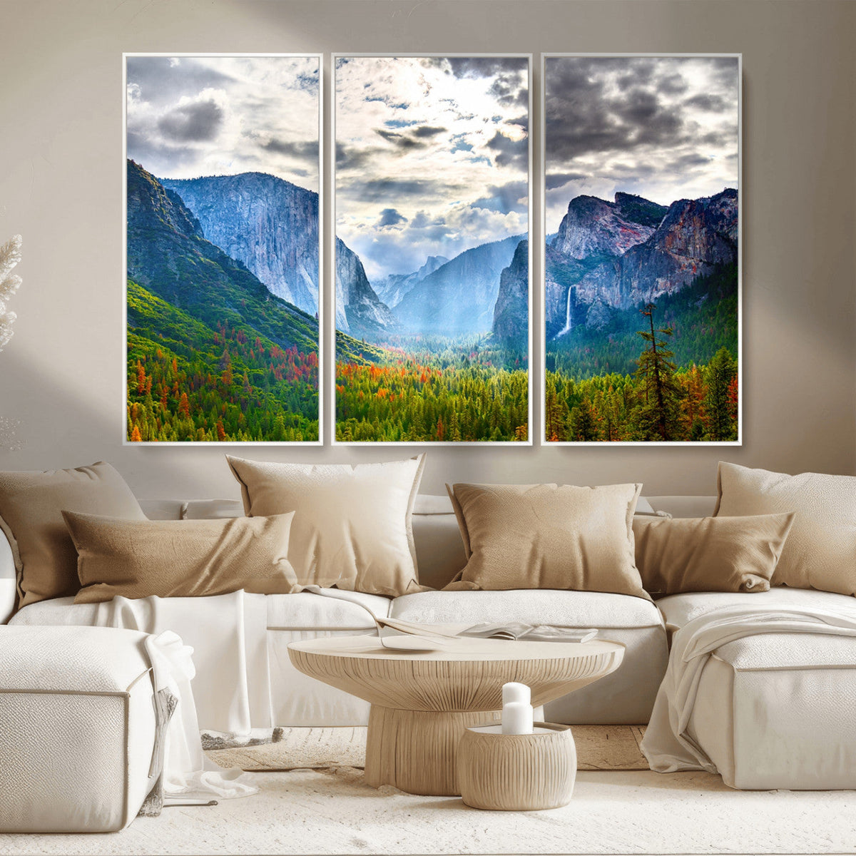 Yosemite Park Half Dome 3 Panel Canvas Print | Large Giclée Landscape Wall Art