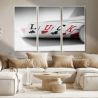 Framed Lucky Poker Cards Canvas | Modern Triptych Wall Art for Game Rooms
