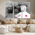 Poker Game Cards Wall Art Canvas, Multi Panel Wall Art