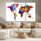 World Map Canvas Print | Detailed Map of the World Wall Art
