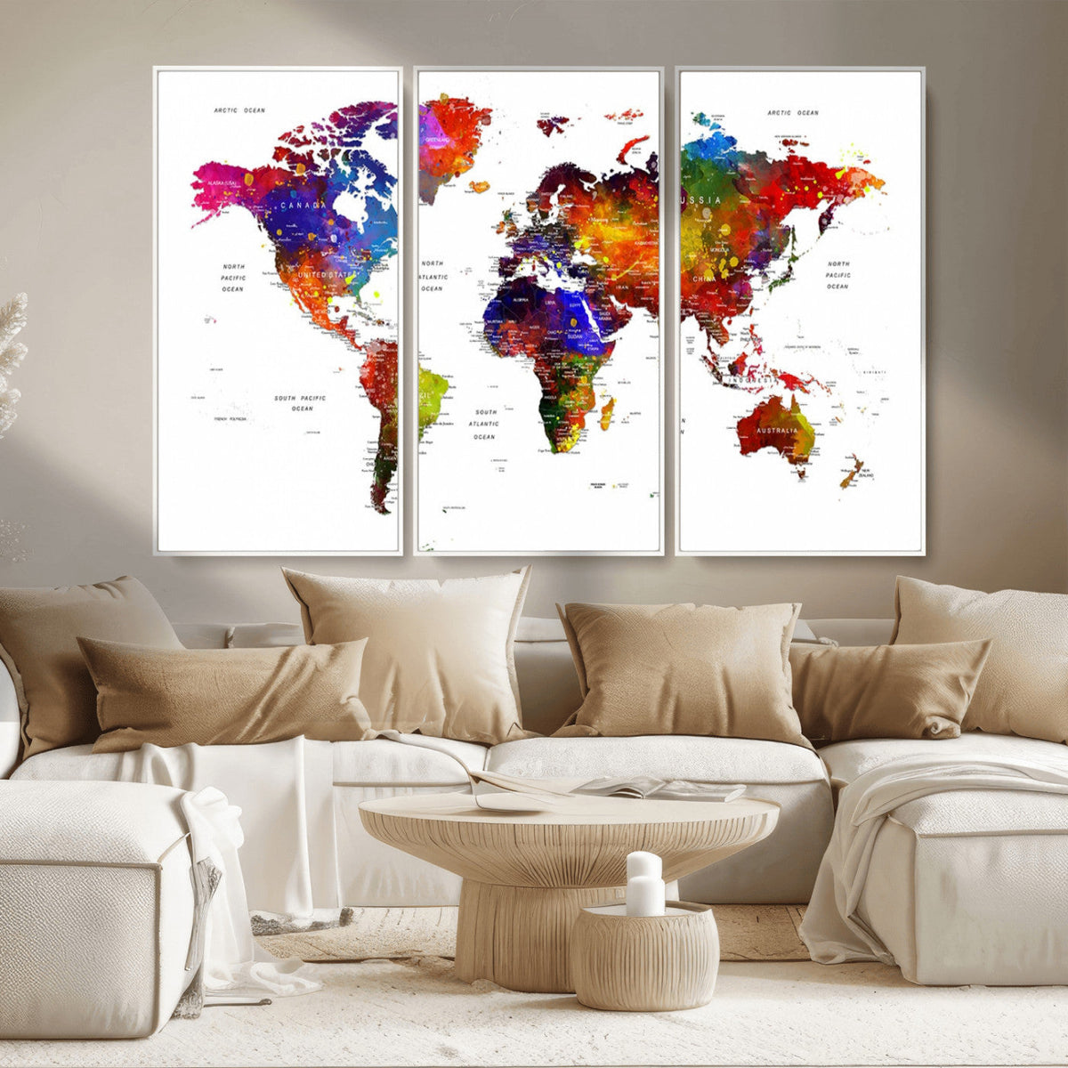 World Map Canvas Print | Detailed Map of the World Wall Art