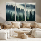 Captivating Misty Forest Wall Art, Foggy and Serene Atmosphere Canvas Print