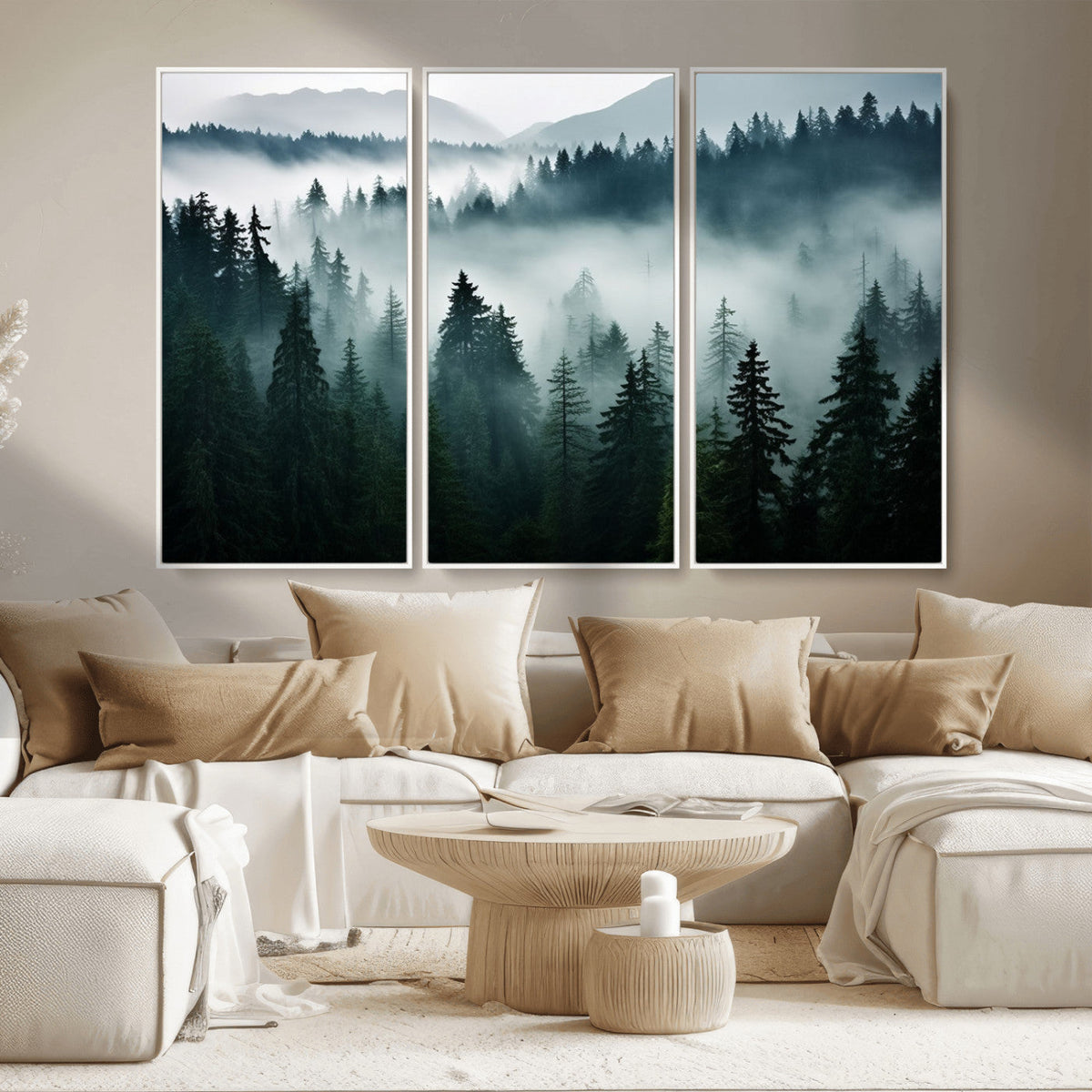 Captivating Misty Forest Wall Art Canvas, Premium Canvas Print of a Foggy and Serene Atmosphere