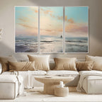 Abstract Ocean Wall Art, Boat Wall Art Canvas Print