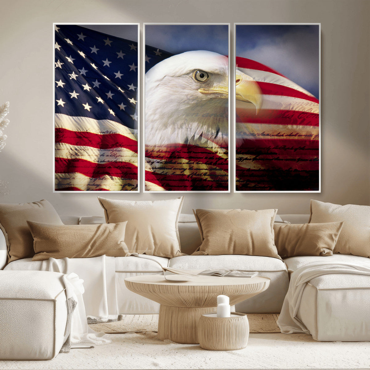 American Flag Eagle Symbol Wall Art Canvas Print, Patriotic American Flag Eagle Wall Art