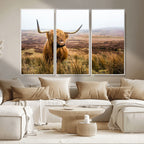 Scottish Highland Cow Canvas Wall Art, Rustic Farmhouse Decor