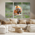 Heartwarming Fox and Baby Cub Wall Art | Canvas Print of Foxes in Nature
