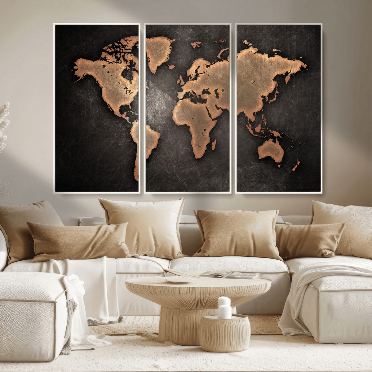 World Map Canvas Print | Framed Travel Map Wall Art for Couples