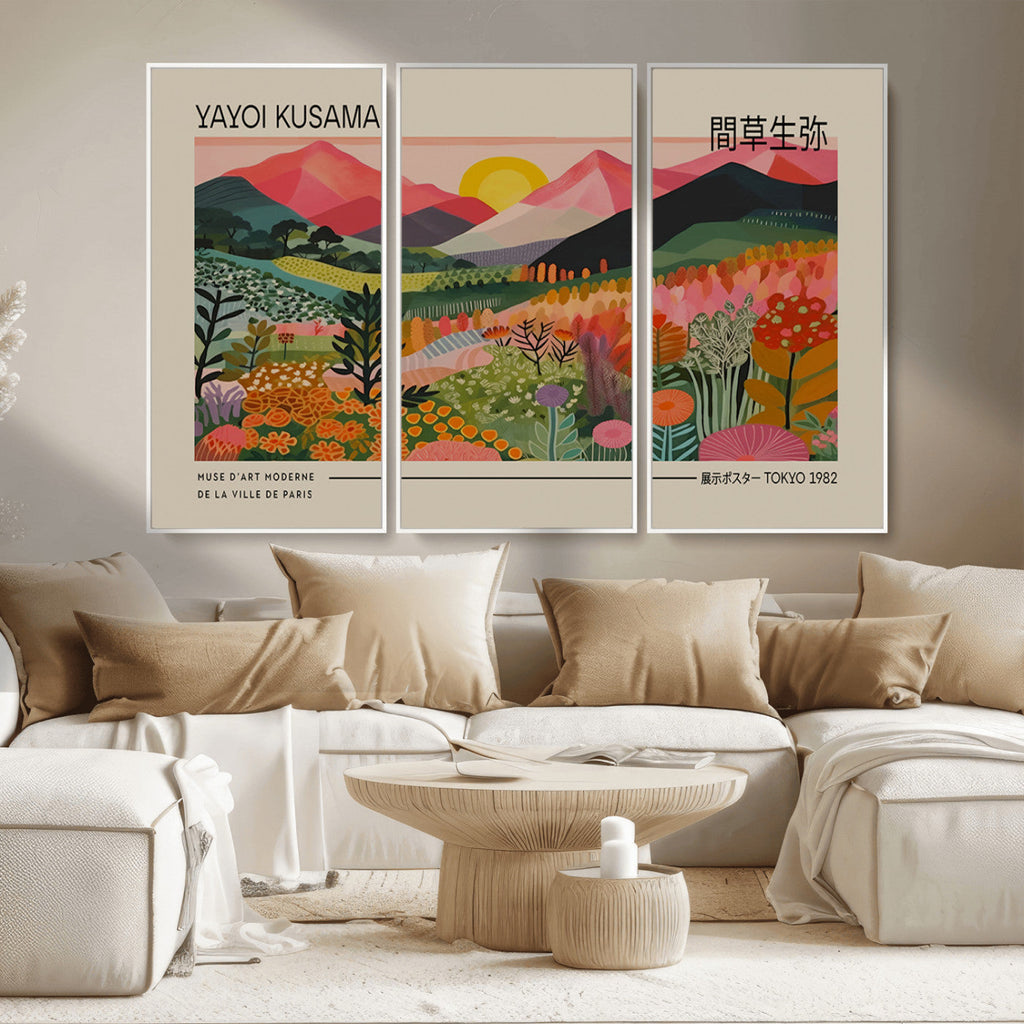 Yayoi Kusama 1986 Wall Art Print, Wabi Sabi Japanese Vibrant Abstract Landscape Canvas