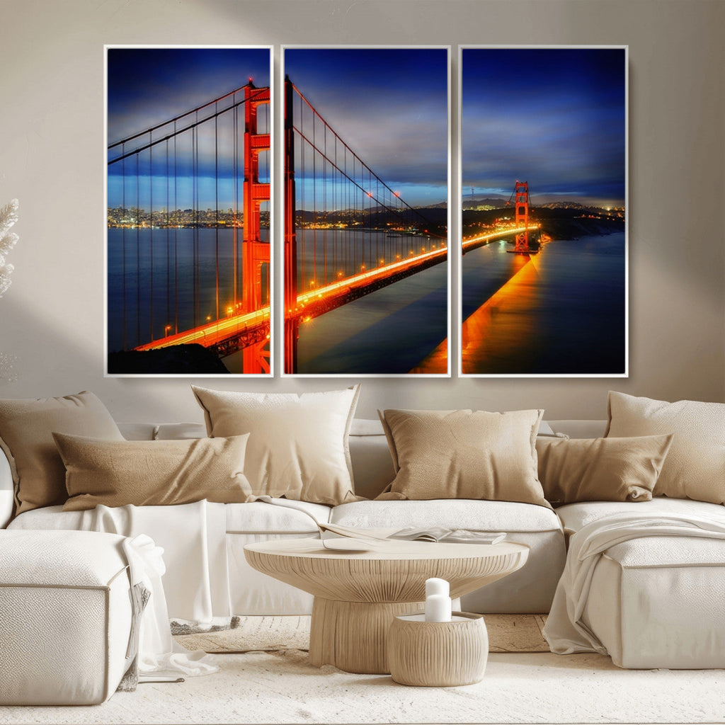 Large Wall Art San Francisco Canvas Print - Wonderful Golden Gate Bridge at Twilight