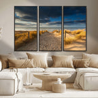 Ocean Beach Dark Clouds Wall Art Canvas Print