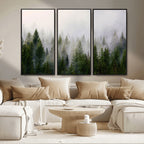 Forest Wall Art Canvas Print | Foggy Forest Wall Art | Pine Wood Forest Print