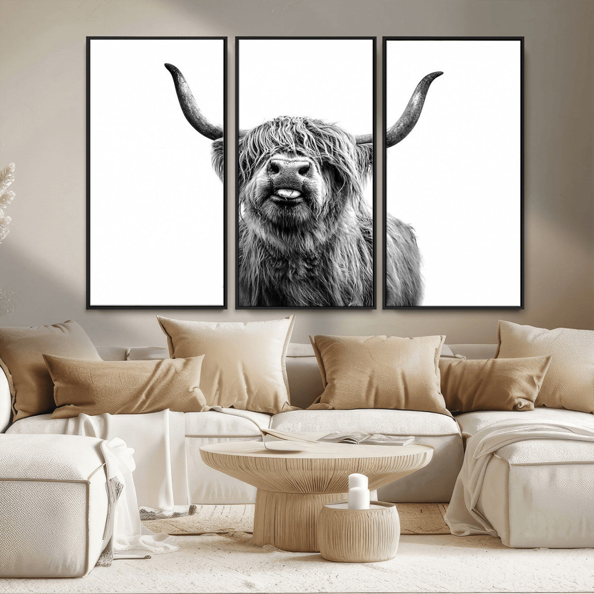 Fanny Scottish Highland Cow Cattle Art Print Farmhouse Wall Art Canvas Print