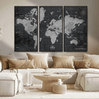 World Map Canvas Print, Detailed Map of the World Wall Art for Home or Office