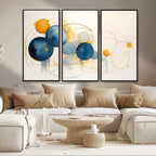 Geometric Blue Orange Abstract Wall Art Canvas, Geometric Blue Orange Canvas Print