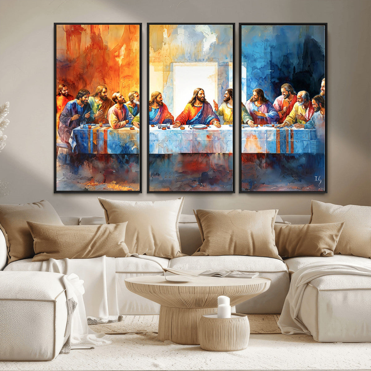 Abstract Watercolor The Last Supper Wall Art