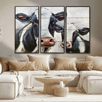 Vintage Baby and Mom Cattle Wall Art Canvas Print