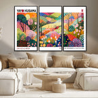 Framed Yayoi Kusama 1986 Wall Art Print | Japanese Wabi Sabi Vibrant Abstract Landscape Canvas