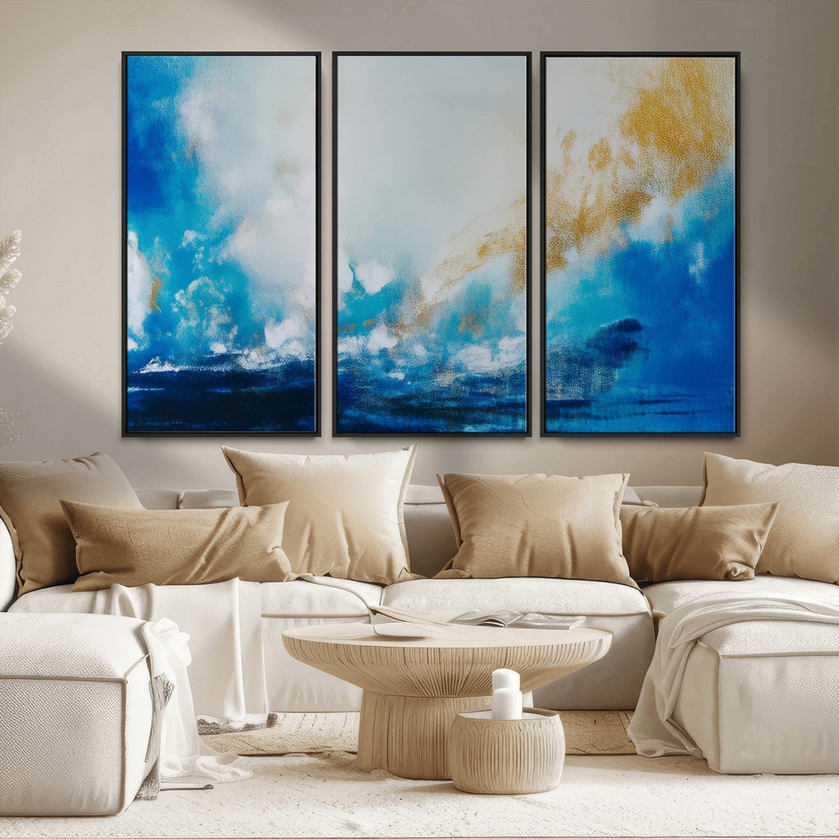 Blue Abstract Print - Dynamic Ocean-Inspired Canvas Wall Art