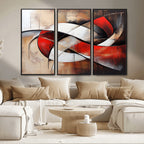 Abstract Wall Art - Modern Red and White Canvas Wall Art