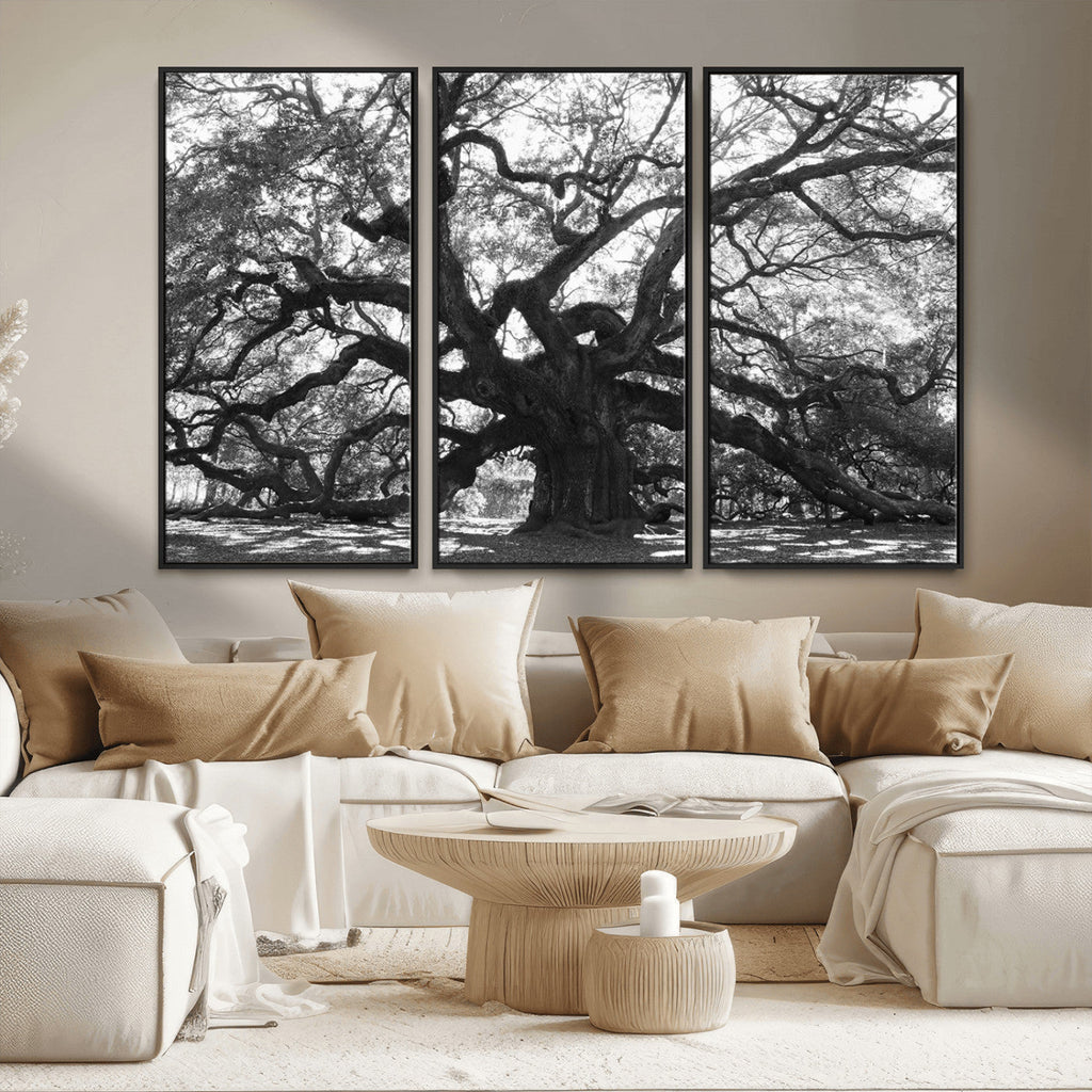 Ancient Oak Wall Art Canvas Print | Gnarled Tree with Twisted Branches