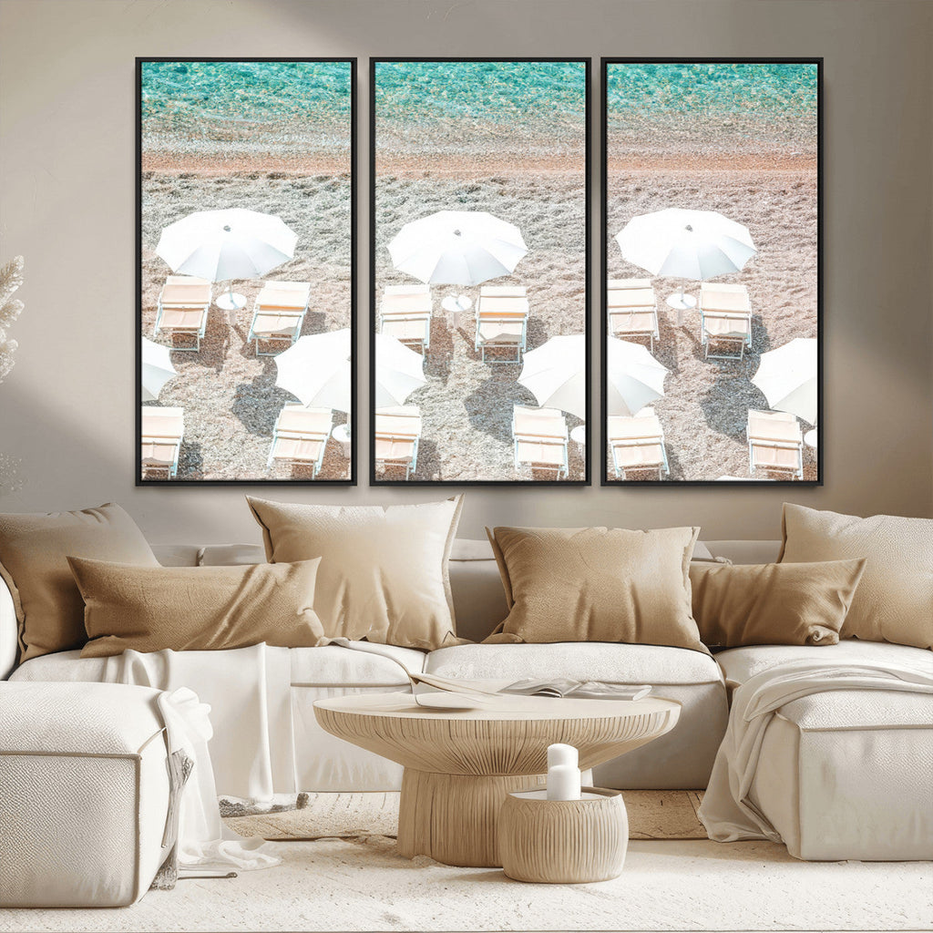 Calm Beach Wall Art | Framed Turquoise Water Canvas Artwork