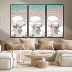 Calm Beach Wall Art | Framed Turquoise Water Canvas Artwork