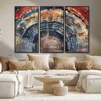 Tree Rings Wall Art Canvas Print, Framed Petrified Wood Modern Rustic