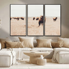 Bison Herd Wall Art Canvas Print, Framed Western Prairie Serenity