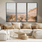 Beach Landscape Wall Art Canvas Print, Framed Sand Dune Photography, Minimalist Seascape Coastal Decor