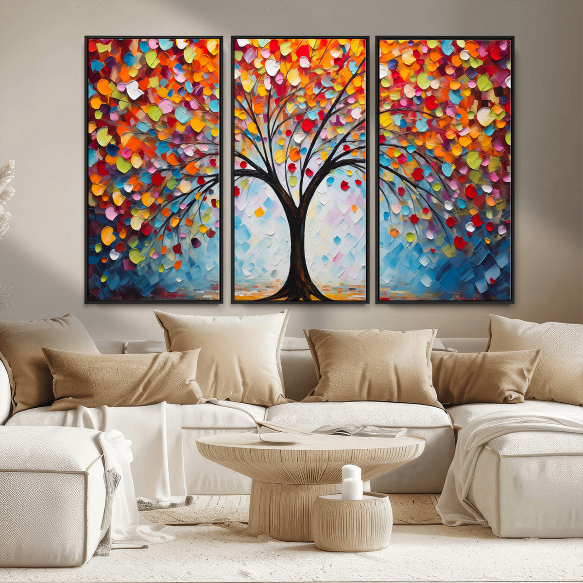 Vibrant Tree of Life Canvas Wall Art | Colorful Abstract Nature