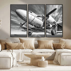 Vintage Airplane on Runway Canvas Print