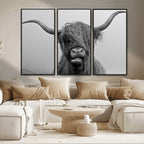 Texas Cow Wall Art Canvas, Texas Longhorn Cattle Canvas Print